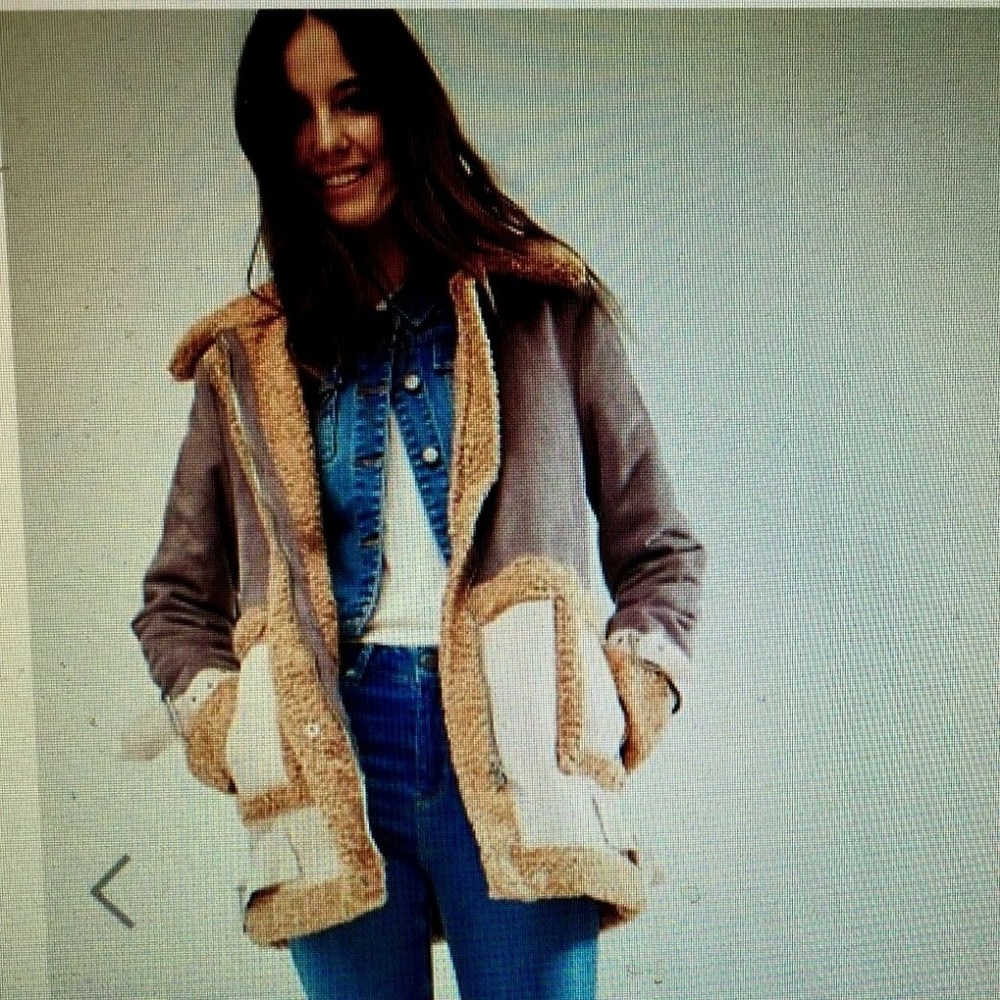 ASOS Faux Shearling Coat in Patchwork ,Size US 4